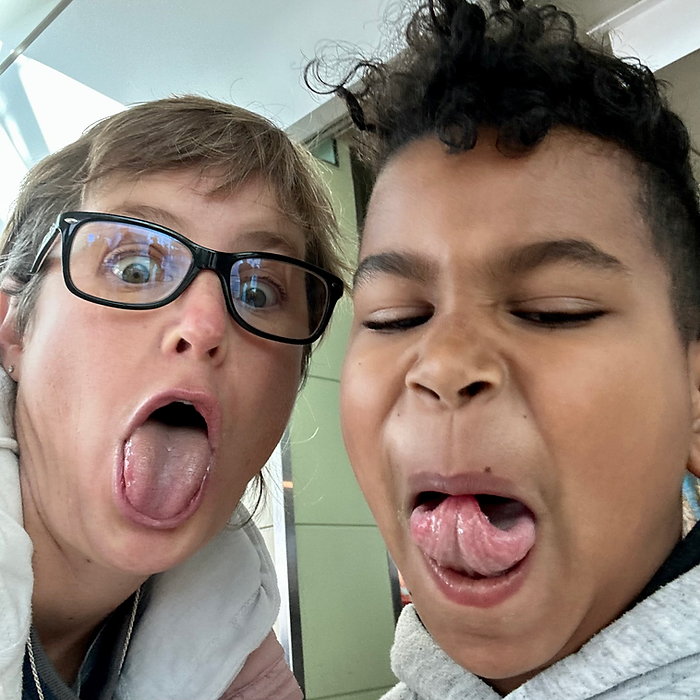 Photo of Molly Booker and Lucy making faces
